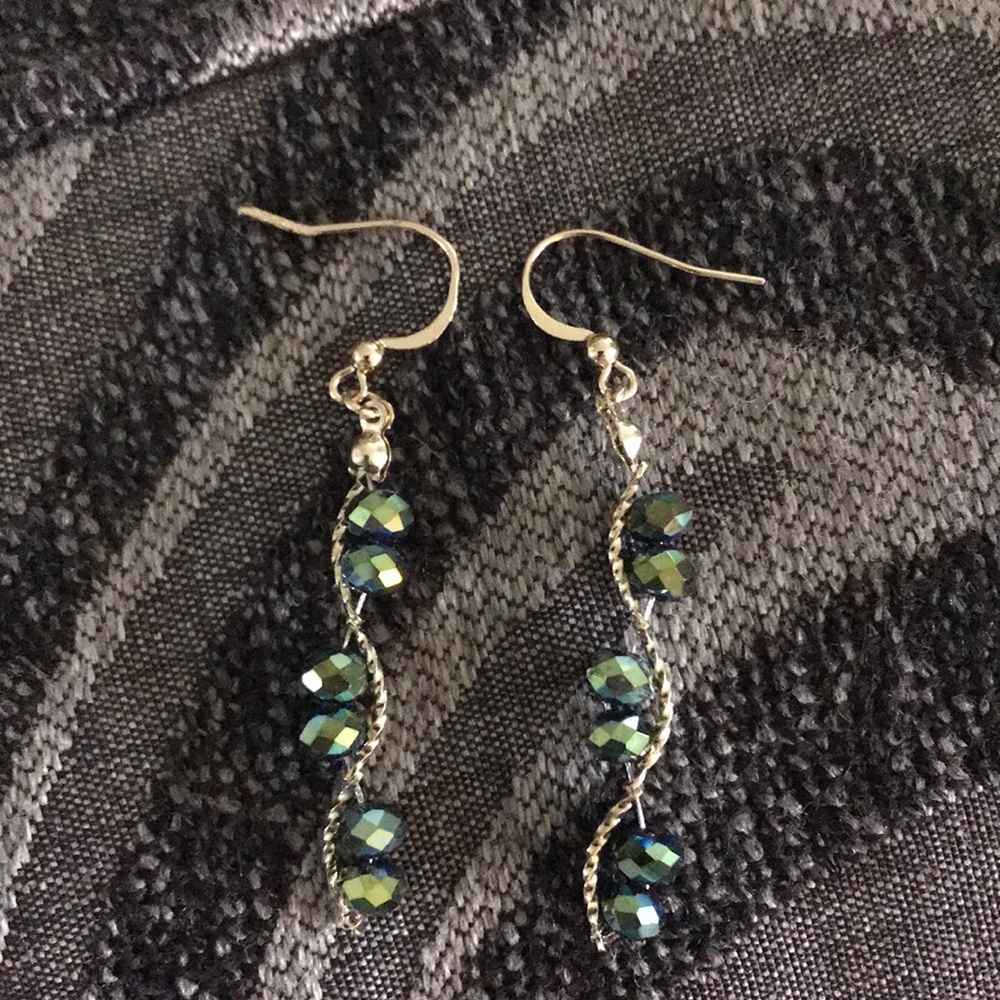 Iridescent green earrings